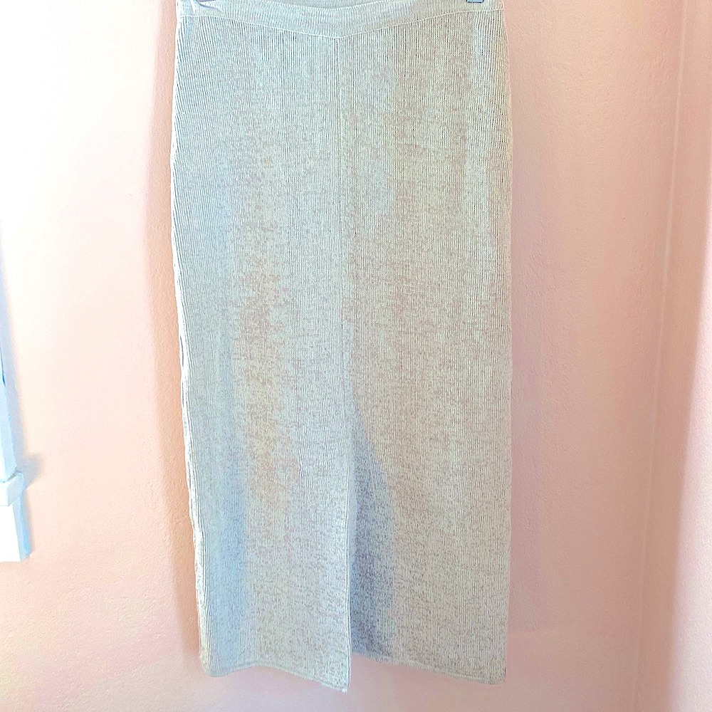 linen cotton knit straight skirt cream small - Picture 3 of 9